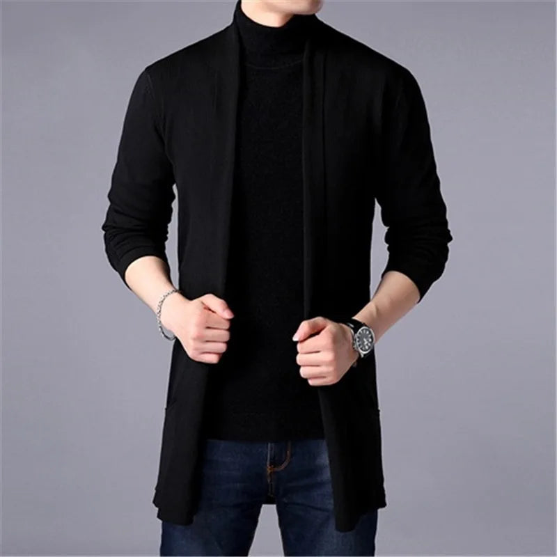 FAVOCENT Men Thin Knitted Cardigan Sweater Spring Autumn Solid Sweater Bottoming Long Sleeved Mens Slim Fit Cardigan Sweater