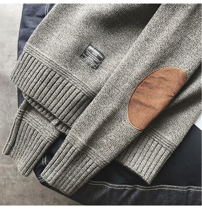 New Men Pullover Sweater Fashion Patch Designs Oversized Knitted Sweater Harajuku Streetwear Thick O Neck Causal Pullovers Wool