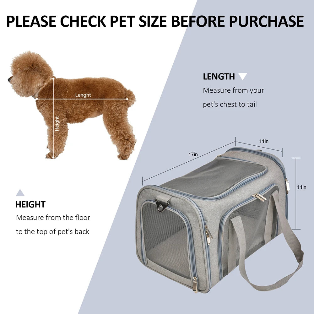 Dog Carrier Bag Soft Side Backpack Cat Pet Carriers Dog Travel Bags Airline Approved Transport For Small Dogs Cats Outgoing