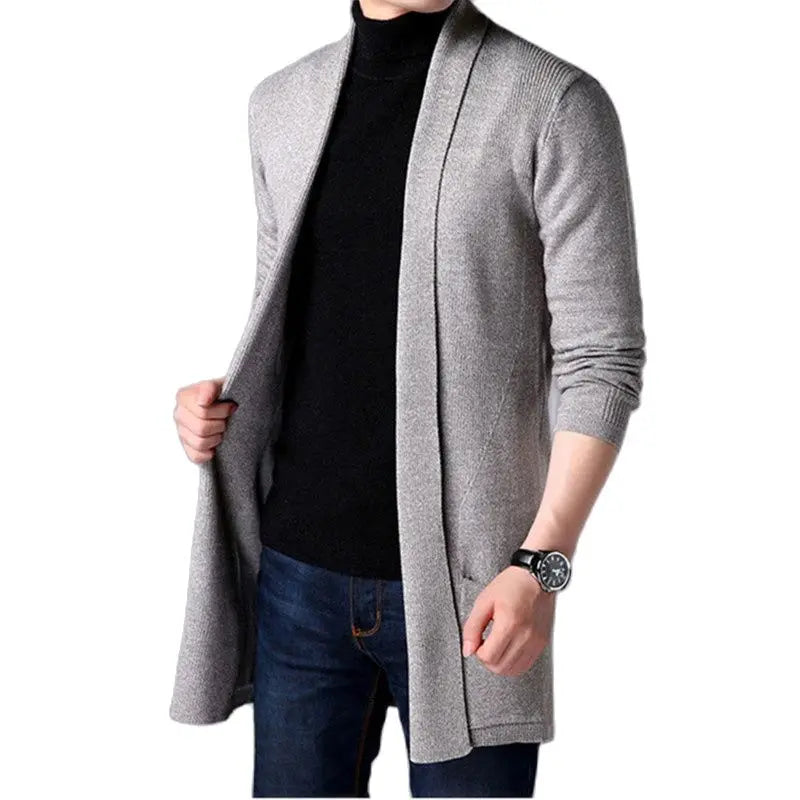 FAVOCENT Men Thin Knitted Cardigan Sweater Spring Autumn Solid Sweater Bottoming Long Sleeved Mens Slim Fit Cardigan Sweater