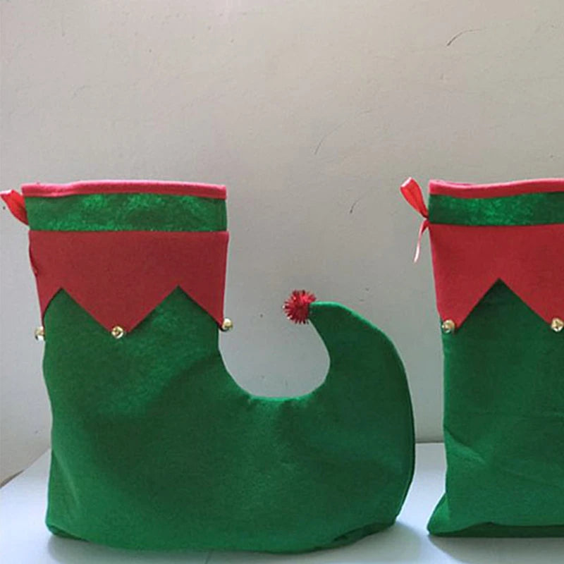 3 PCS Wide Appliaction Adult Kid Christmas Hats and Shoes Set Novelty Design Red Green Santa Elf Costume Accessory Drop Shipping