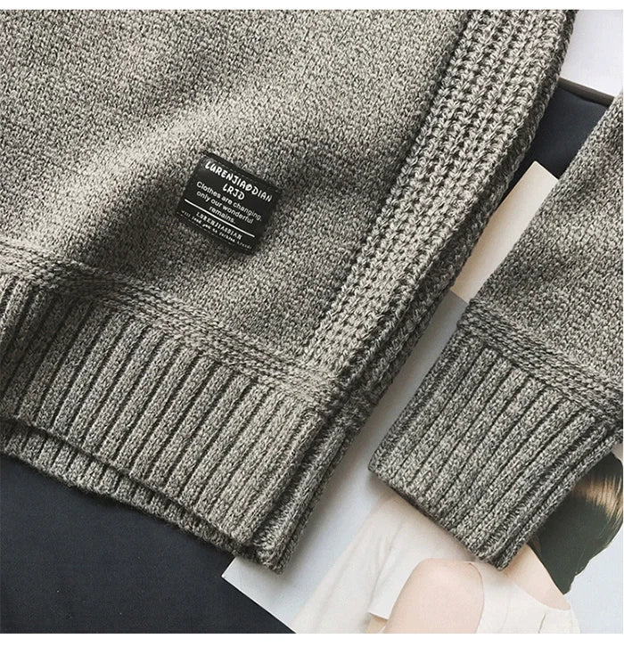 New Men Pullover Sweater Fashion Patch Designs Oversized Knitted Sweater Harajuku Streetwear Thick O Neck Causal Pullovers Wool