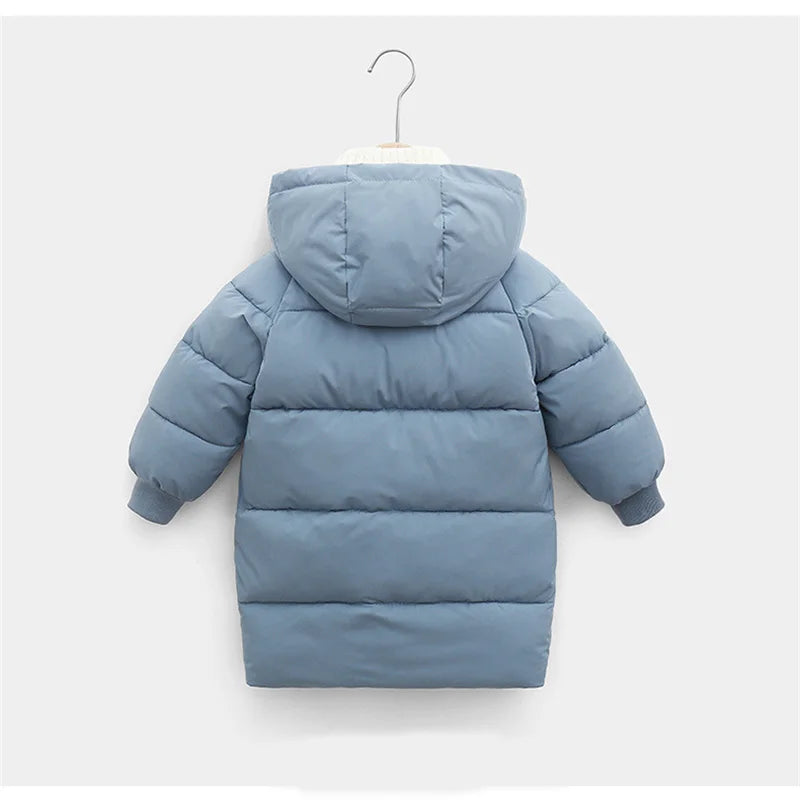 Kids Down Long Outerwear Winter Autumn Teen Cotton Clothes Boys Girls Cotton-Padded Parka Coats Big Children Thicken Warm Jacket