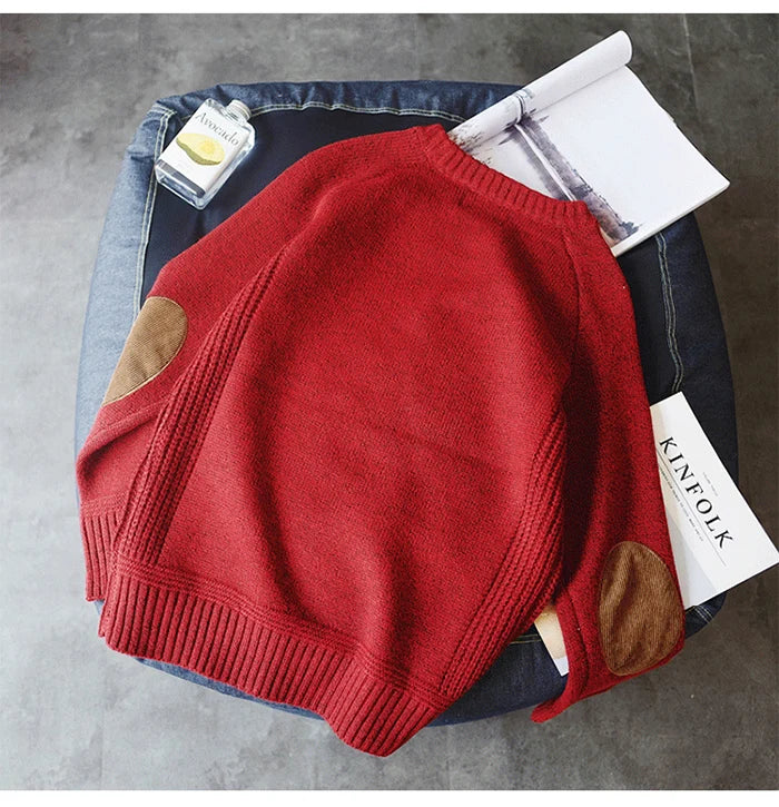 New Men Pullover Sweater Fashion Patch Designs Oversized Knitted Sweater Harajuku Streetwear Thick O Neck Causal Pullovers Wool