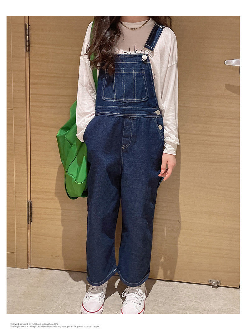 Spring Autumn Suspenders Jeans Bib Pants 2023 Korean Style Children Overalls for Girls Denim Jean Jumpsuit Teenage 4 to 16 Years