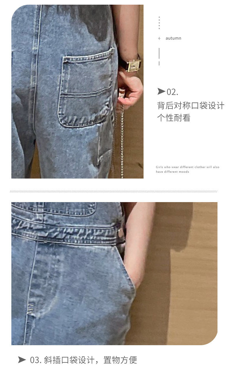 Spring Autumn Suspenders Jeans Bib Pants 2023 Korean Style Children Overalls for Girls Denim Jean Jumpsuit Teenage 4 to 16 Years