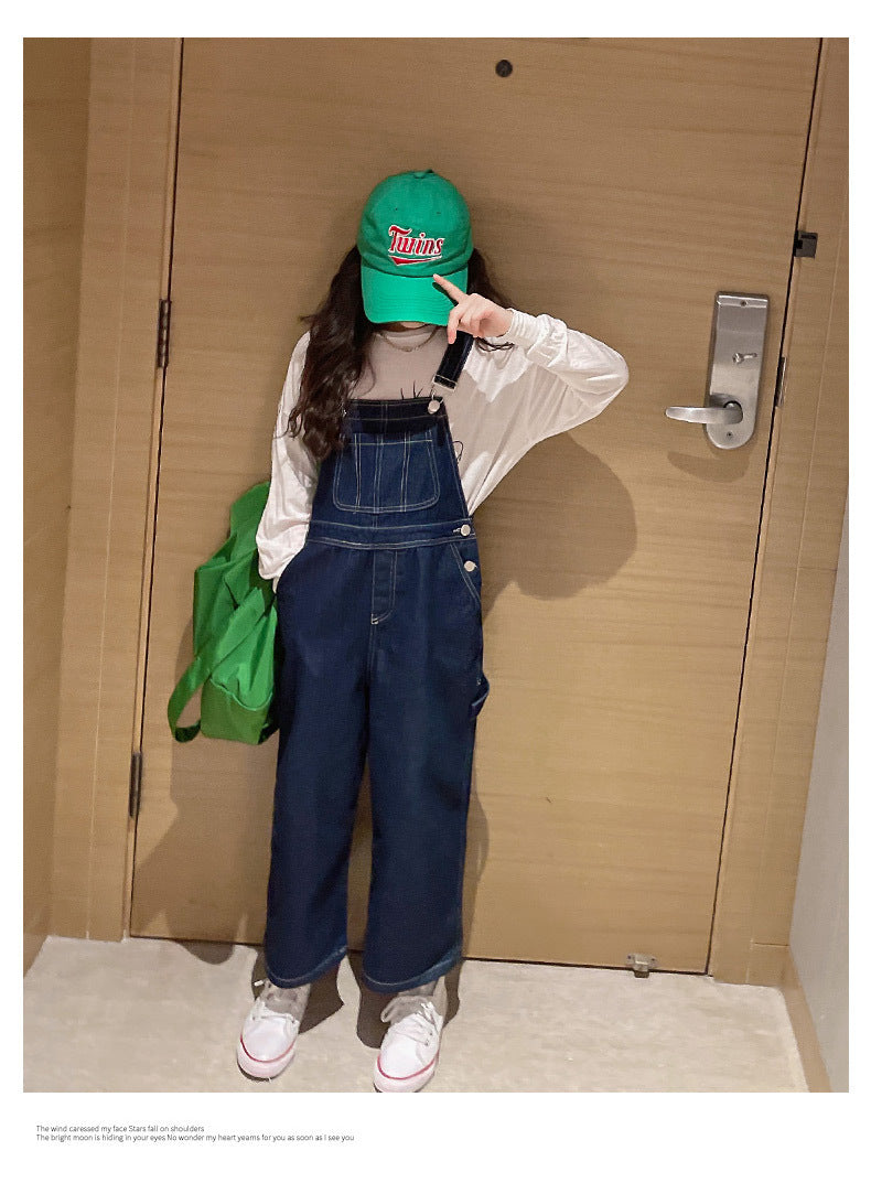 Spring Autumn Suspenders Jeans Bib Pants 2023 Korean Style Children Overalls for Girls Denim Jean Jumpsuit Teenage 4 to 16 Years