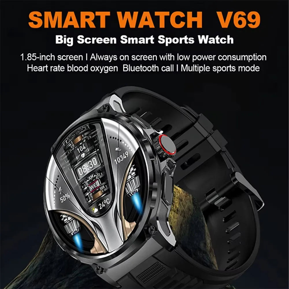 2024 New GPS Men's Smart Watch 710mAH Large Battery 1.85-inch HD Large Screen Bluetooth Call Heart Rate Health Monitoring Watch