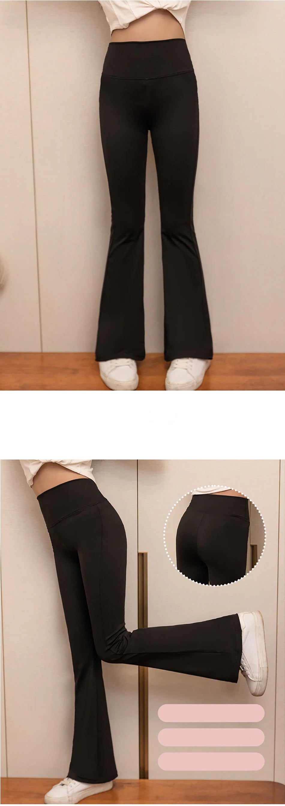 Girls High Waist Flared Pants for Spring and Autumn Kids Fashion Tight Leggings with Stylish Elastic Teenager Bottoms Clothes