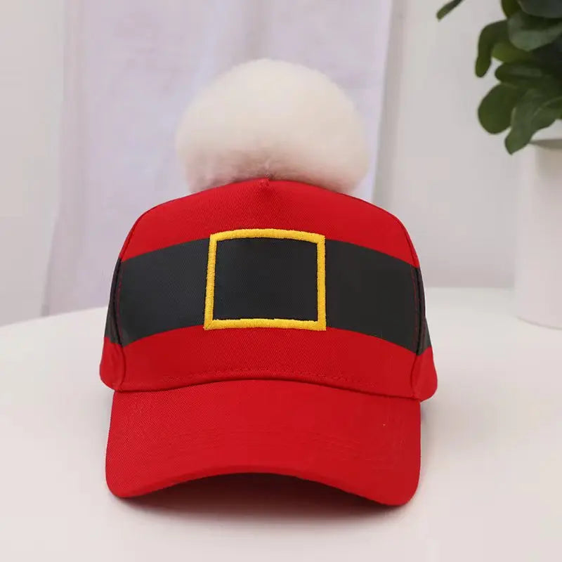 Christmas Hat Baseball Cap with Hairball Pom Pom Hats Outdoor Sports Snapback Adjustable Hats For Men Women Gorras