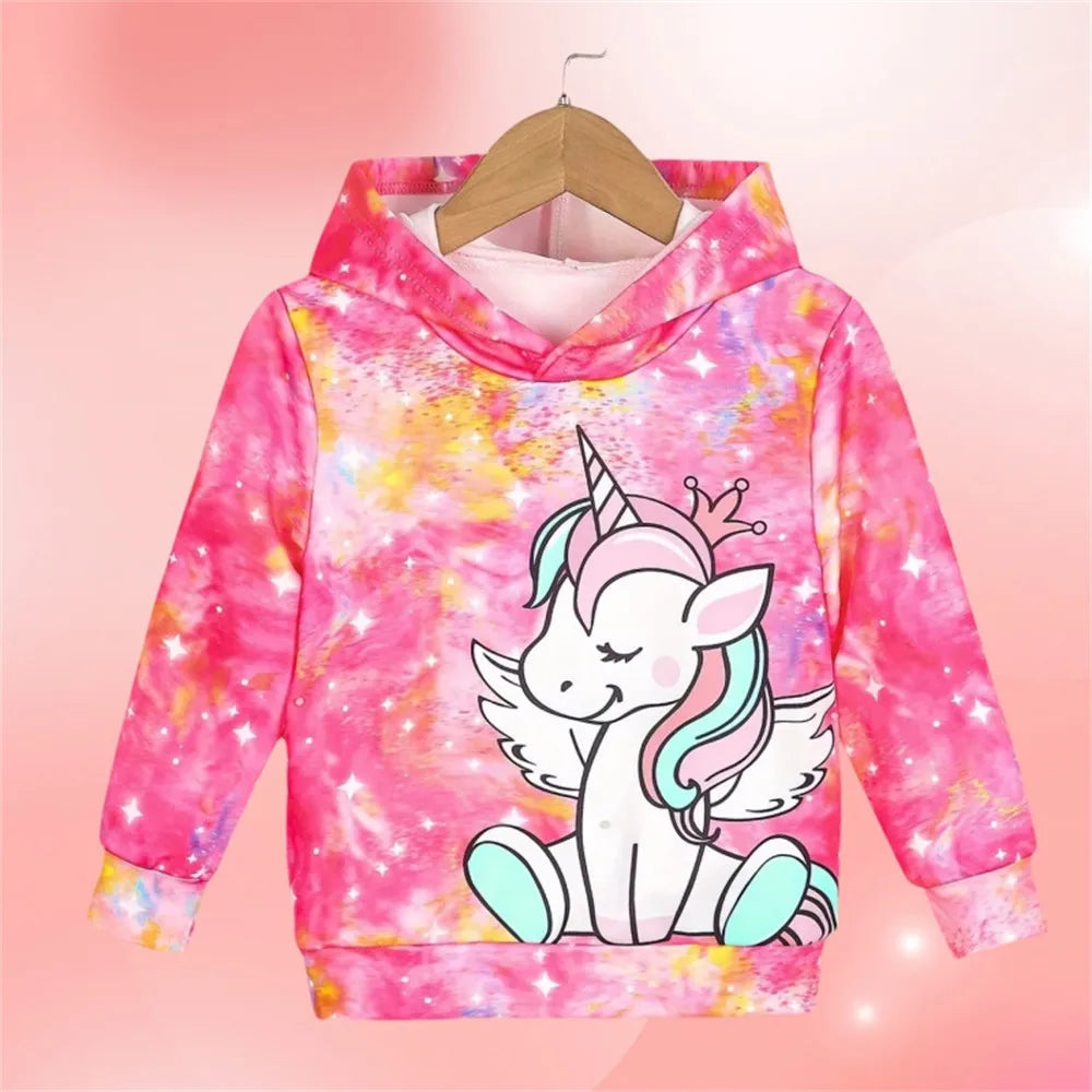 2024 Kawalii Girls Clothes Hoodies for Kids Cat Hoodie Fashion Cartoon Spring Autumn Casual Cartoon Print Sweaters for Children