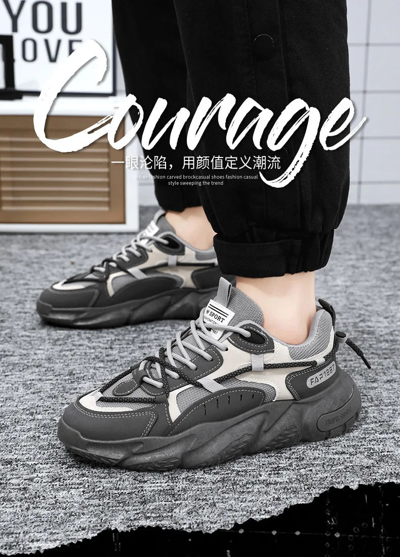 Trend Versatile Height Increasing Sneakers Men's Shoes Autumn Breathable Mesh Sports Shoes Casual Anti slip Running Shoes