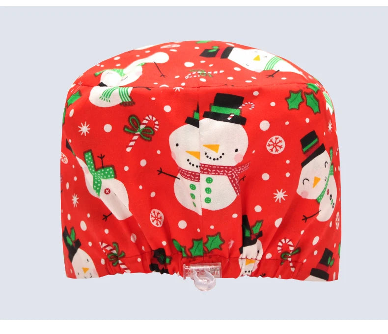 Santa Claus Print Surgical Caps Christmas Scrub Hats Dental Hospital Nurse Headwear Durable Medical Caps Soft Cotton K1093