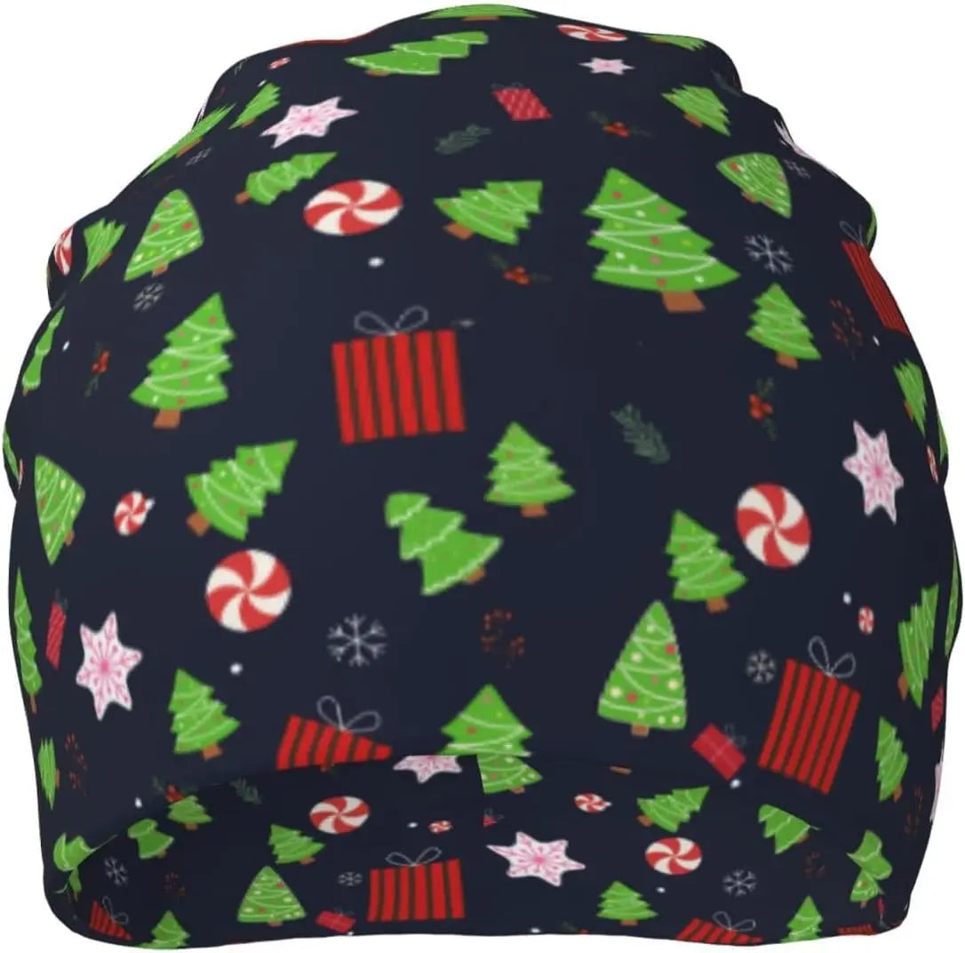 Christmas Cat Beanie Hat Chemo Headwear Slow Skull Sleep Cap for Women Men Winter Running