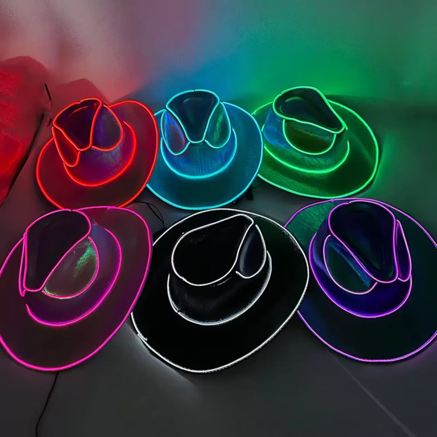 Halloween Carnival Party Western LED Cowboy Hat Light-Up Cosplay Costume Hat Christmas Easter Graduation New Year Thanksgiving