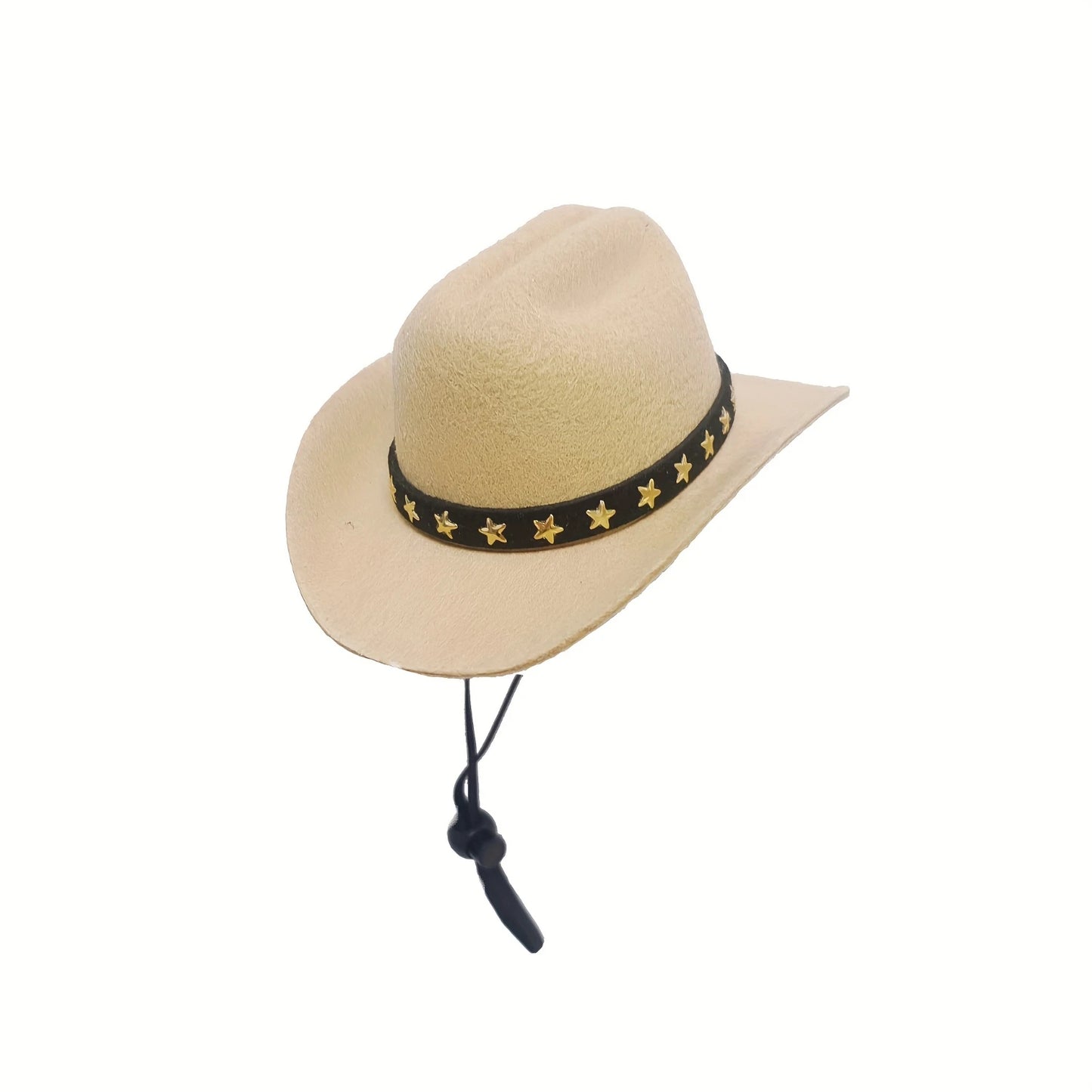 Chic Mini Cowboy Hat For Cats & Small Dogs With Star Accent - Adjustable Lace-Up Pet Accessory