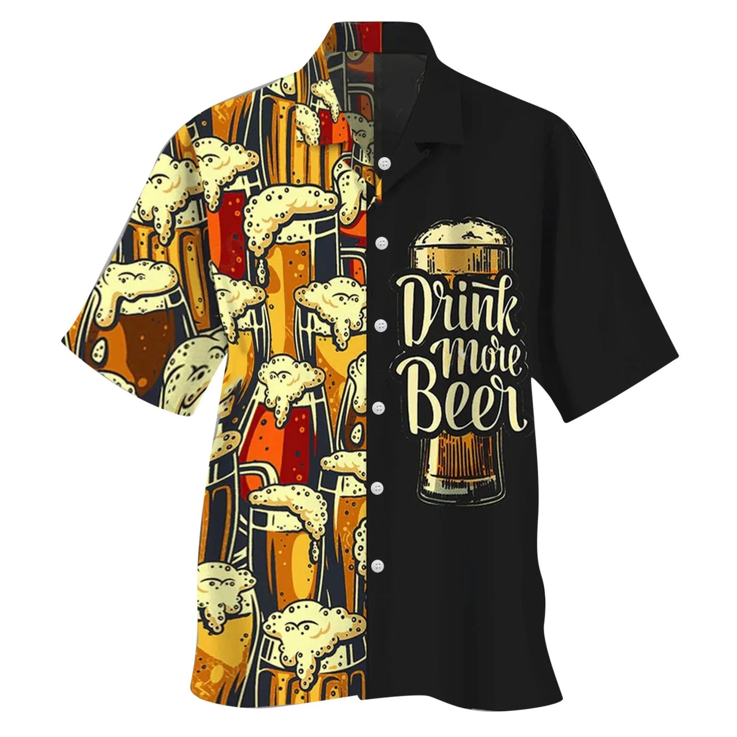 Men Dirndl Shirts Patchwork Print Festival Traditional Bavarian Beer Shirt German Oktoberfest Short Sleeve Costumes Party Tops