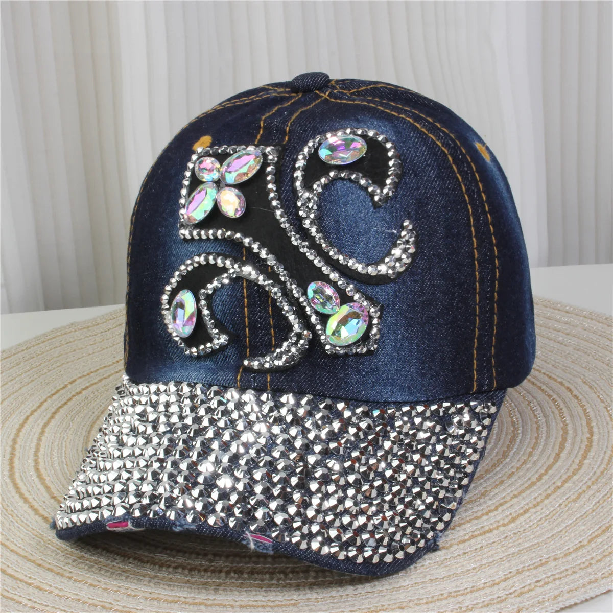 Women's Baseball Cap Diamond Painting Embroidery Flower Denim Snapback Hats Jeans Woman Female Cap Cowboy Summer Sun Hat