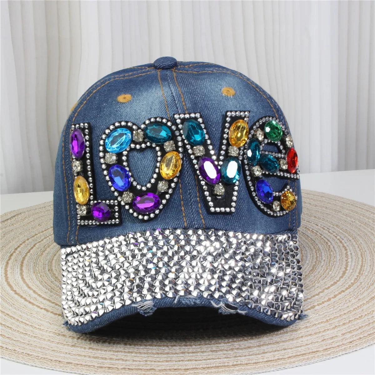 Women's Baseball Cap Diamond Painting Embroidery Flower Denim Snapback Hats Jeans Woman Female Cap Cowboy Summer Sun Hat