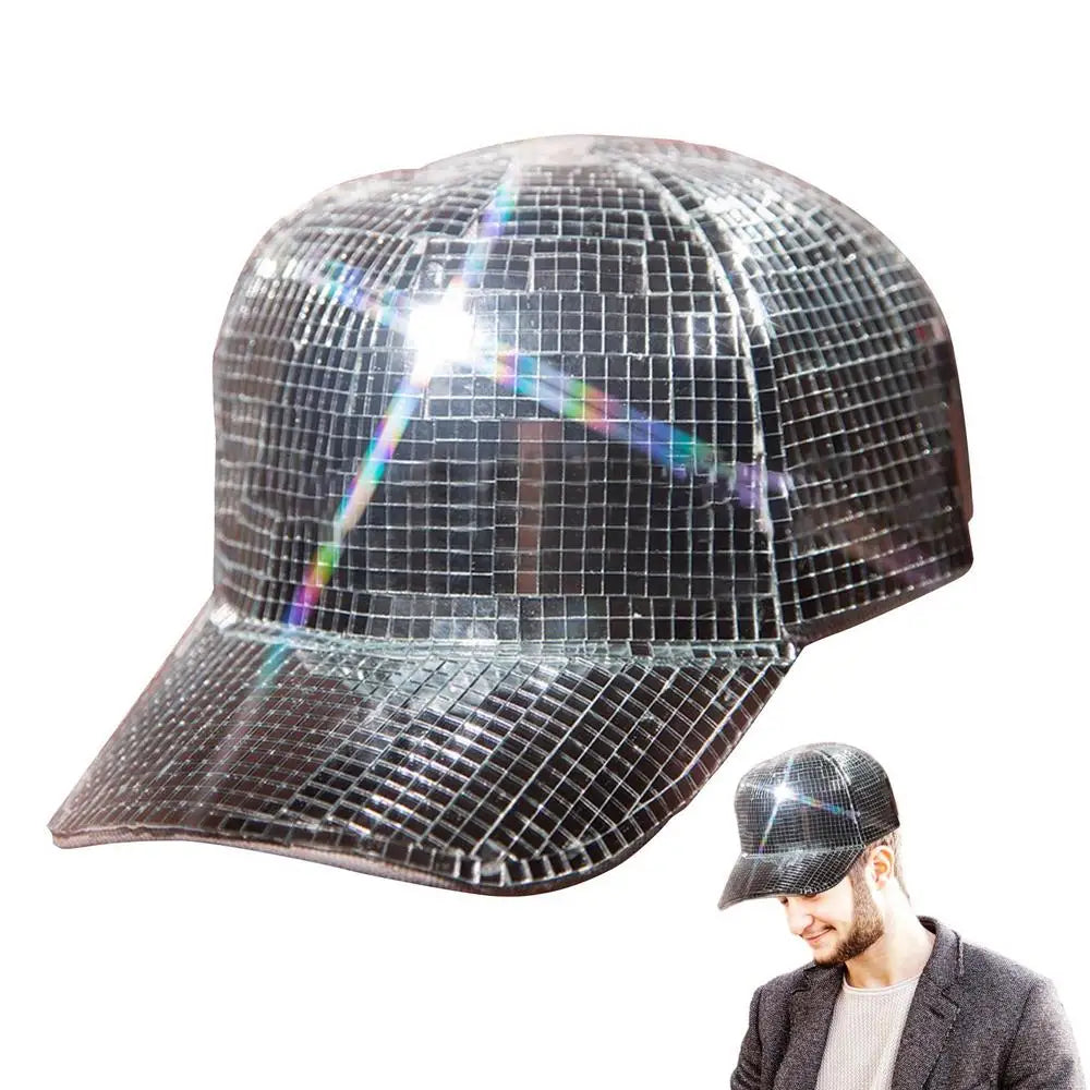 Mirror Ball Cowboy Hat Silver Sparkly Mirror Baseball Hats Disco Ball Caps Cosplay Props Halloween Supplies For Party Gathering