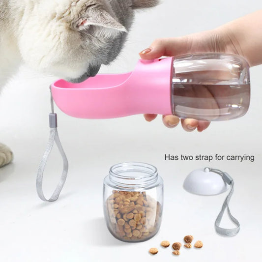 2 in 1 Portable Pet Dog Water and Food Bottle for Walking Feeder for Dogs Drinking Bottle Food Grade Material