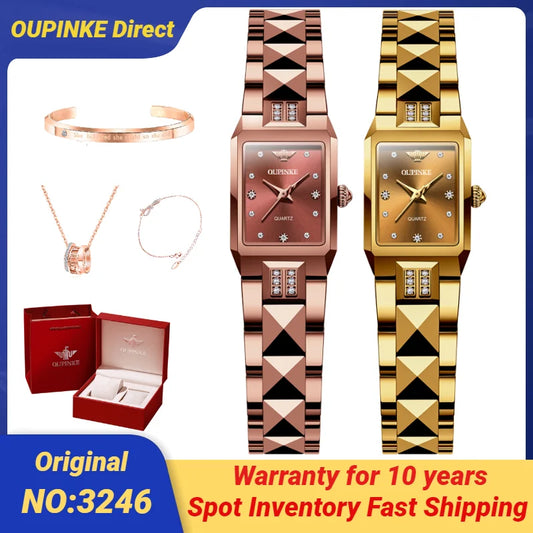 OUPINKE 3246 Japan Movement Automatic Women's Watch Luxury Elegant Diamond Tungsten steel Band Waterproof Wristwatch for Men NEW