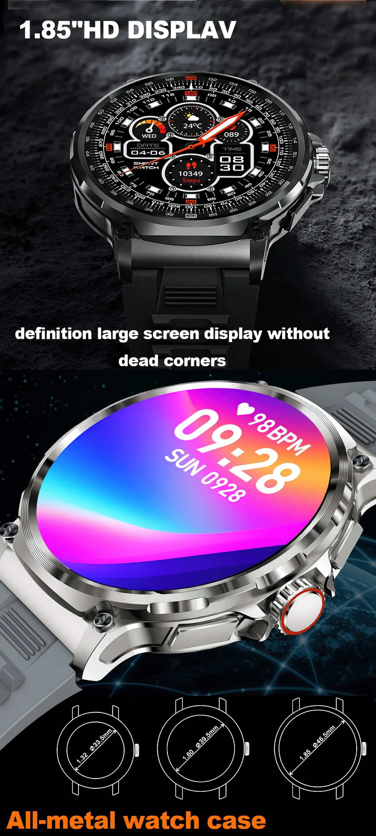 2024 New GPS Men's Smart Watch 710mAH Large Battery 1.85-inch HD Large Screen Bluetooth Call Heart Rate Health Monitoring Watch