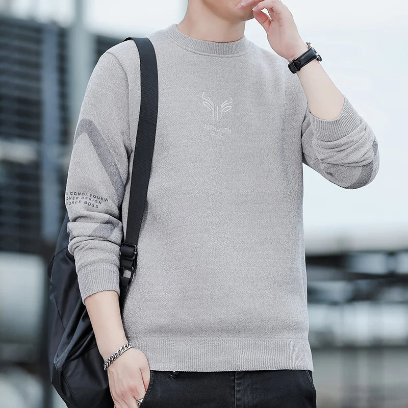 Mens Chenille Sweaters Fashion Knitting Pullover Striped Men's Autumn Winter Top Clothes Round Neck Knitted Sweaters