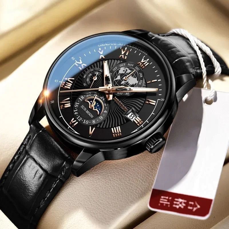 2024 Men Watch Fashion Top Luxury Sport Men's Wristwatch Waterproof Luminous Leather Date Quartz Watches Man Casual Clock