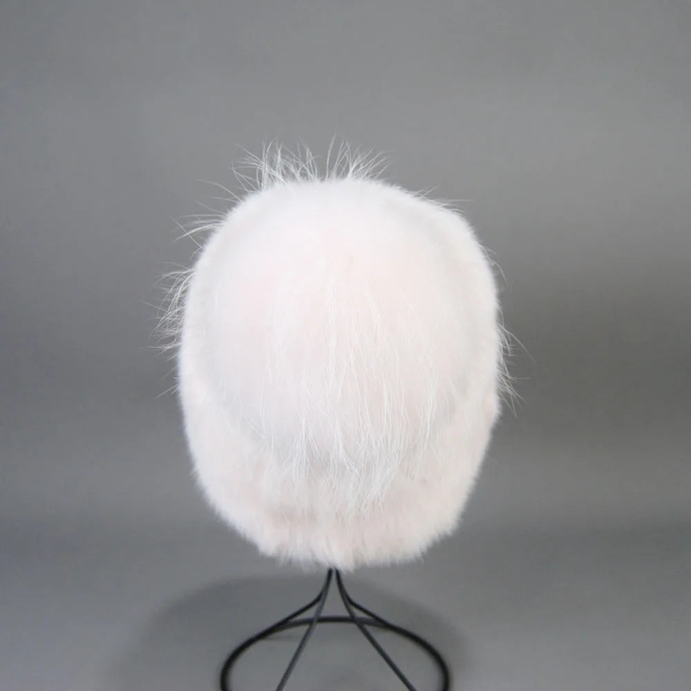 2023 Winter Real Natural Mink Fur Fox Hat for Women Thicken Warm Casual Pom New High Quality Girl Bobble  Christmas Knitted Cap