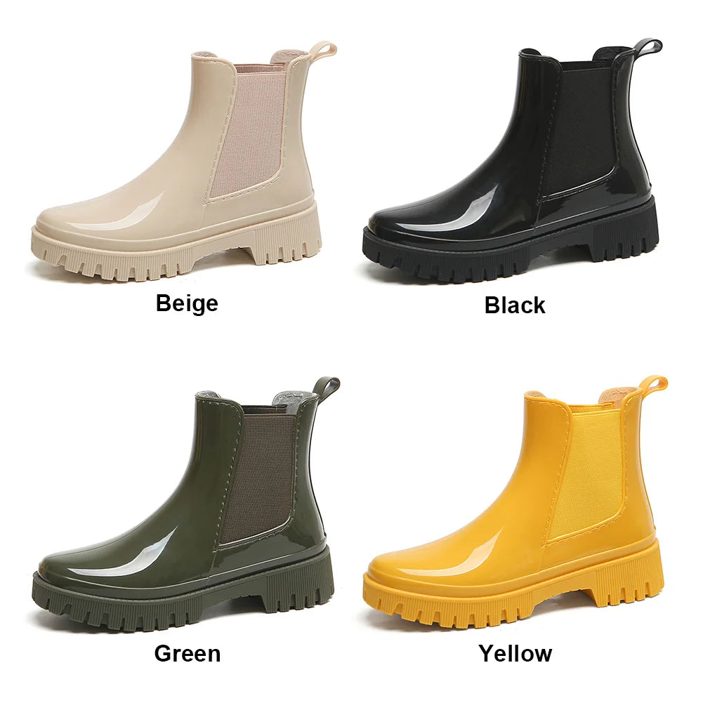 Women's Rain Boots Waterproof Chelsea Boots Anti-Slipping Ankle Rain Shoes Garden Shoes Outdoor Work Shoes