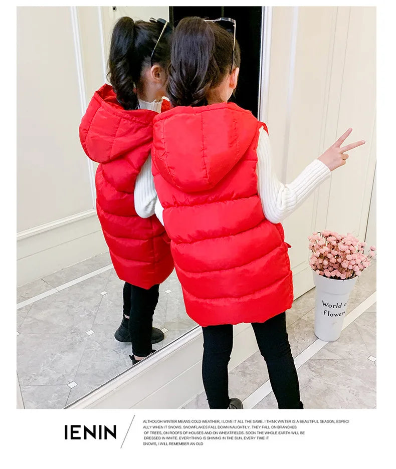 Child Waistcoat Children Outerwear Winter Coat Vest for Kids Clothes Fashion Warm Cotton Teen baby Girl Vest Jacket Parent-Child