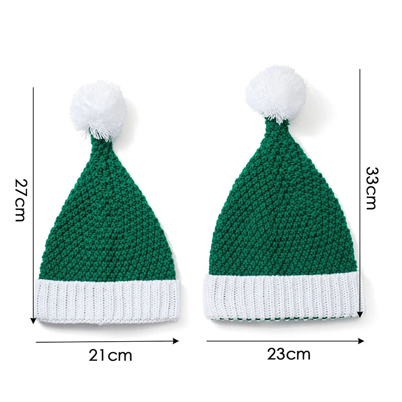 Parent-Child Christmas Hat Big Pompom Mother Kids Knit Beanie Cap Winter Warm Infant Bonnet Girls Boy Xmas Baby Accessories 1PC