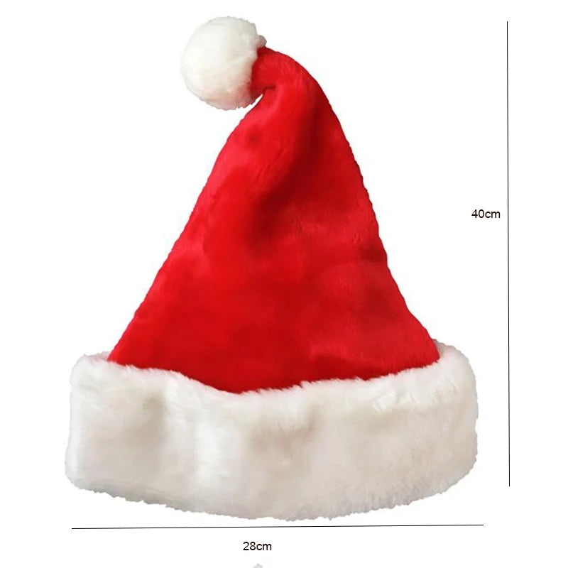 Christmas Plush Santa Claus Hat Winter Thicken Warm Decorative Hat Happy New Year Merry Christmas Party Cap Black Red