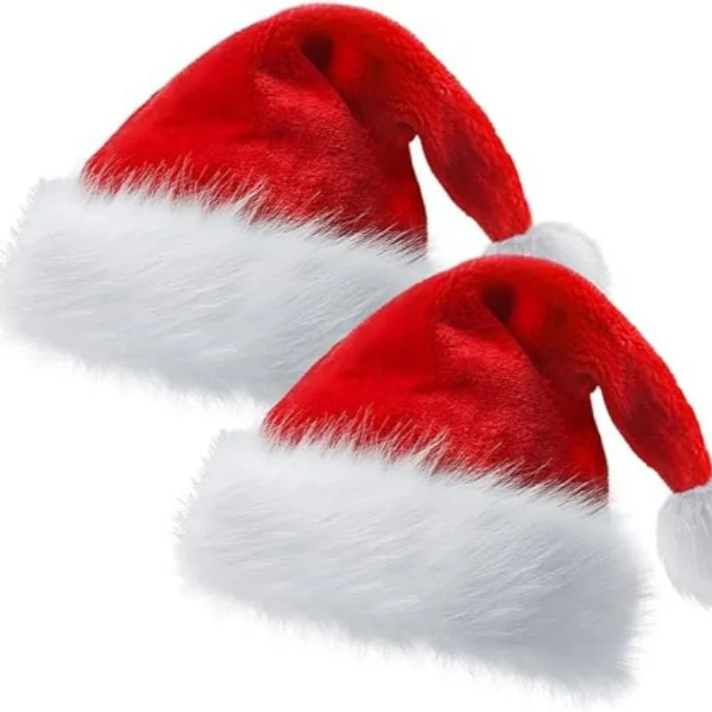 Santa Claus Christmas Hat Add Velvet Thick Cap Plush Father Christmas Hats Adults Children Festival Party Decorative Warm Caps