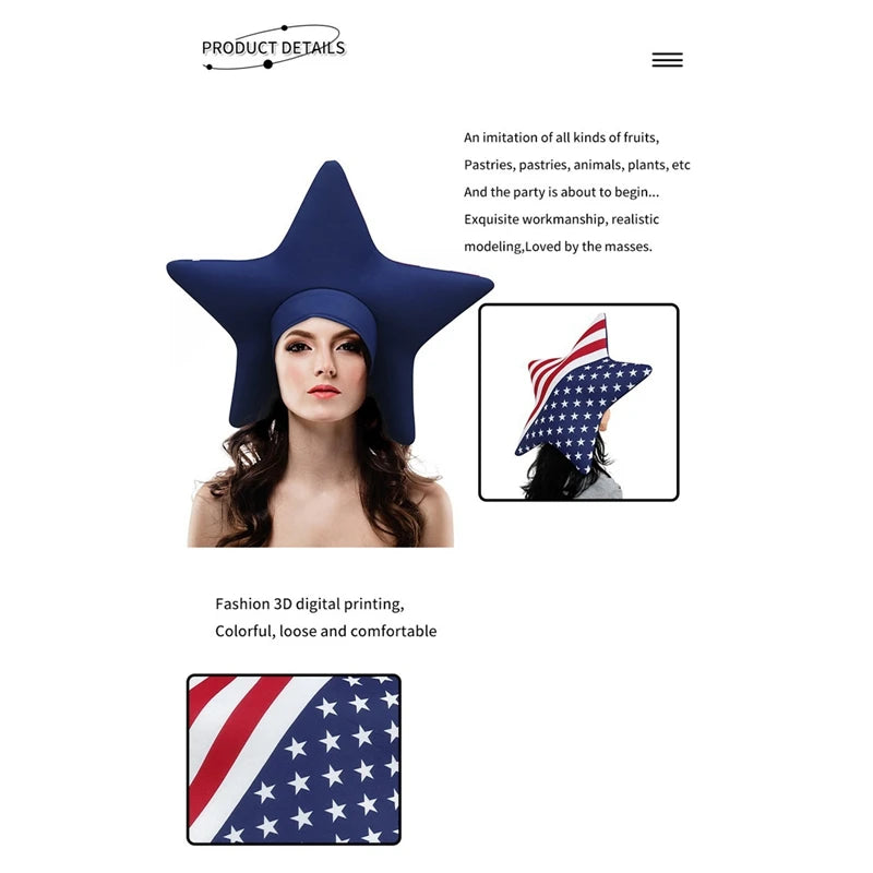 American Flag Print Cowboy Hat Patriotic Western Style Party Hat with Soft Stars and Stripes Design for Adults