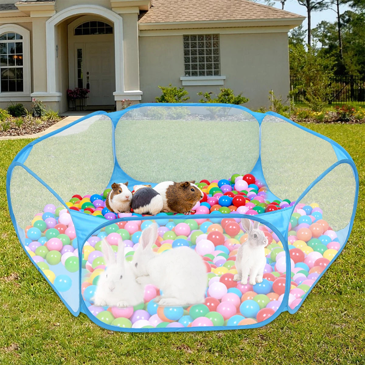 Pet Playpen Outdoor Breathable Small Animals Tent Rabbit Play Pen Foldable Transparent Pet Exercise Fence for Guinea Pig Cage