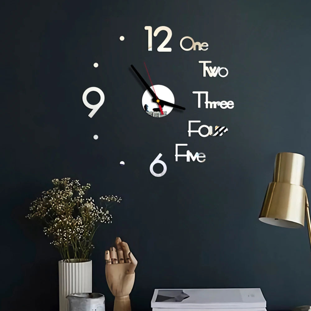 Fashion DIY Luminous Wall Clock For Living Room Design Europe Clock Stickers Acrylic Mirror Clocks Decorative Home Quartz Watch