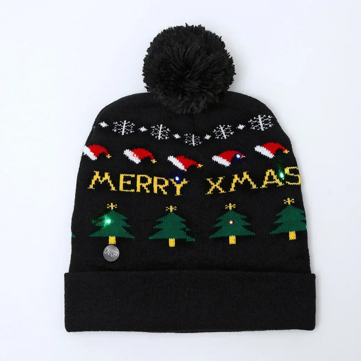 1pc LED Christmas Hat X-mas Flash Light Up Knitted Hat Warm Winter Cap Christmas Gift for Kids/Adults Xmas New Year Feative Hats