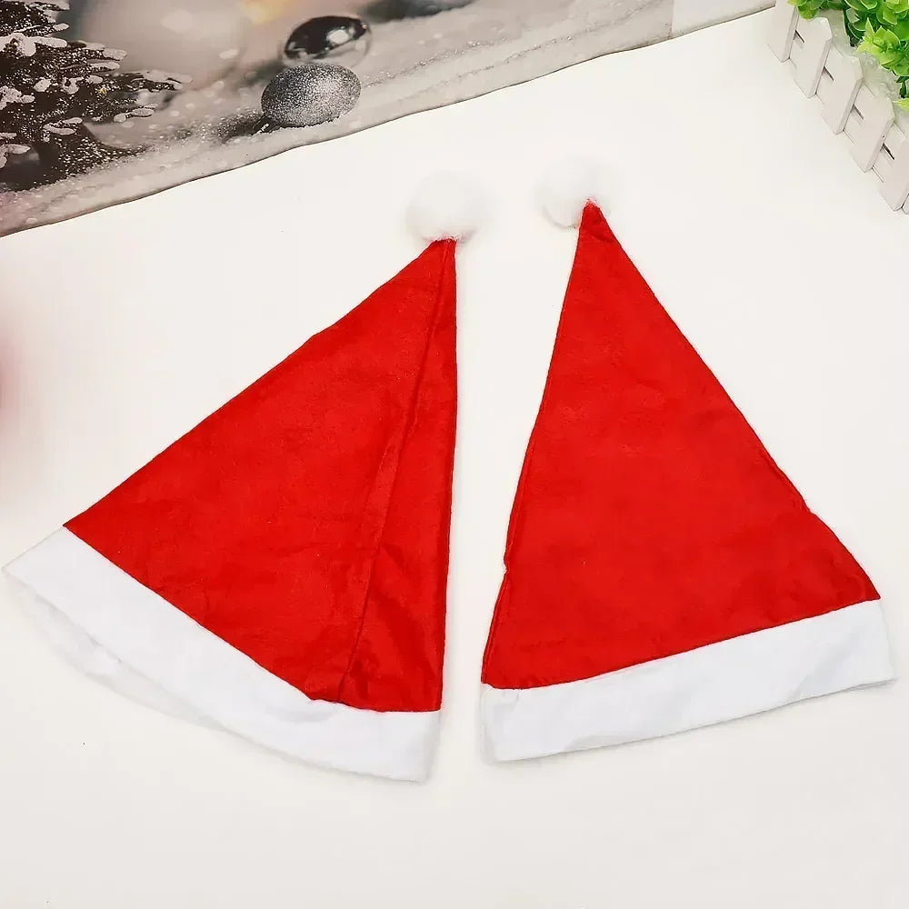 1/10PCS New Christmas Hats Adults Kids Non-woven Red Santa Claus Hat Xmas Caps for New Year Party Home Decoration Festival Gifts