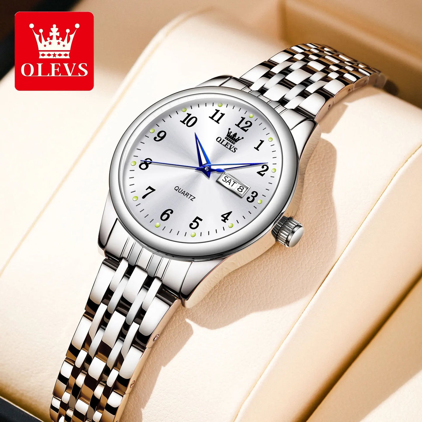 OLEVS Luxury Quartz Watch for Women Elegant Stainless Steel Women's Watches Gifts Waterproof Fashion Trend Simple Ladies Watch