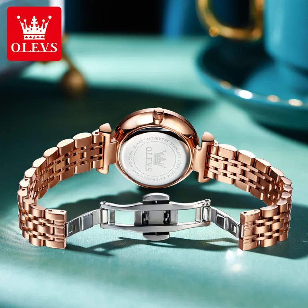 OLEVS Women's Watches New Luxury Quartz Original Fashion Trend Watch for Woman Glow Waterproof Diamond Inlay Date