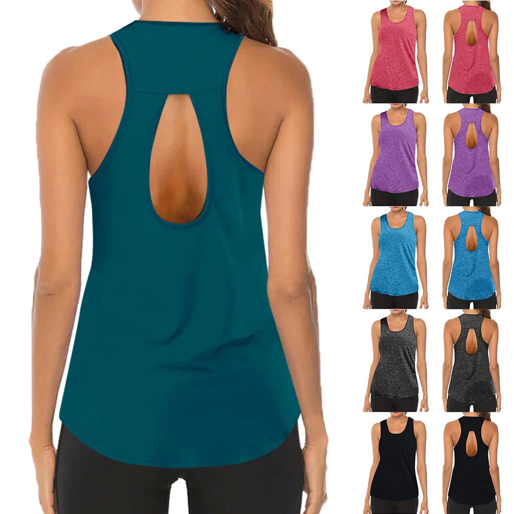 1PC Women Yoga Tops Loose Thin Sports Vest Breathable Sleeveless T-shirt Gym Fitness Running Shirts Girls Sexy Tank Tops