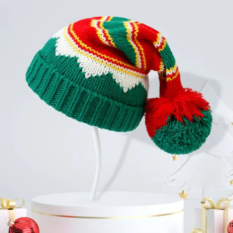 Parent-Child Christmas Hat Big Pompom Mother Kids Knit Beanie Cap Winter Warm Infant Bonnet Girls Boy Xmas Baby Accessories 1PC