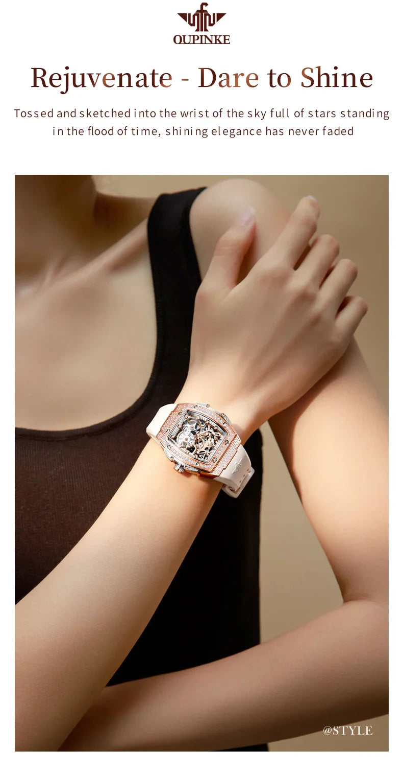 OUPINKE Original Brand Women's Watches fashion Imported Fully Automatic Mechanical Watch With Movement Waterproof Trend Watch