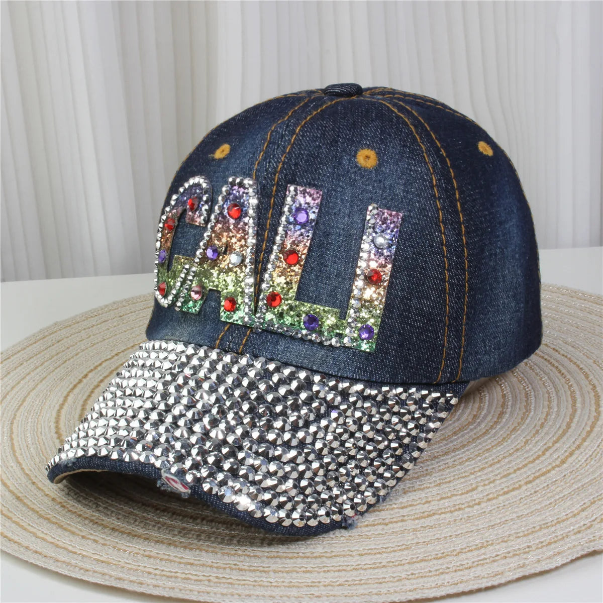 Women's Baseball Cap Diamond Painting Embroidery Flower Denim Snapback Hats Jeans Woman Female Cap Cowboy Summer Sun Hat