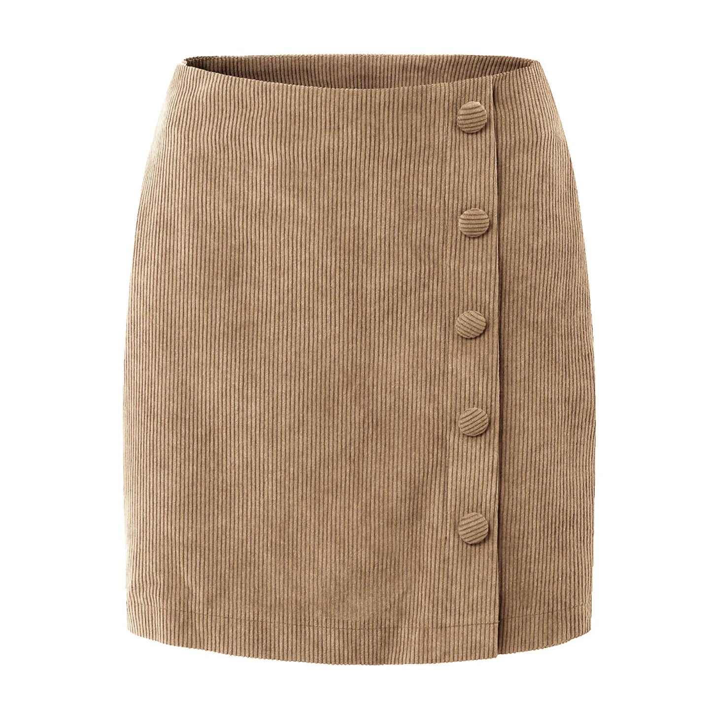 Autumn And Winter Women's Wrap Hip Short Skirt Solid High Waist Corduroy Skirt Single Breasted Slim Fit Solid Elegant Skirt