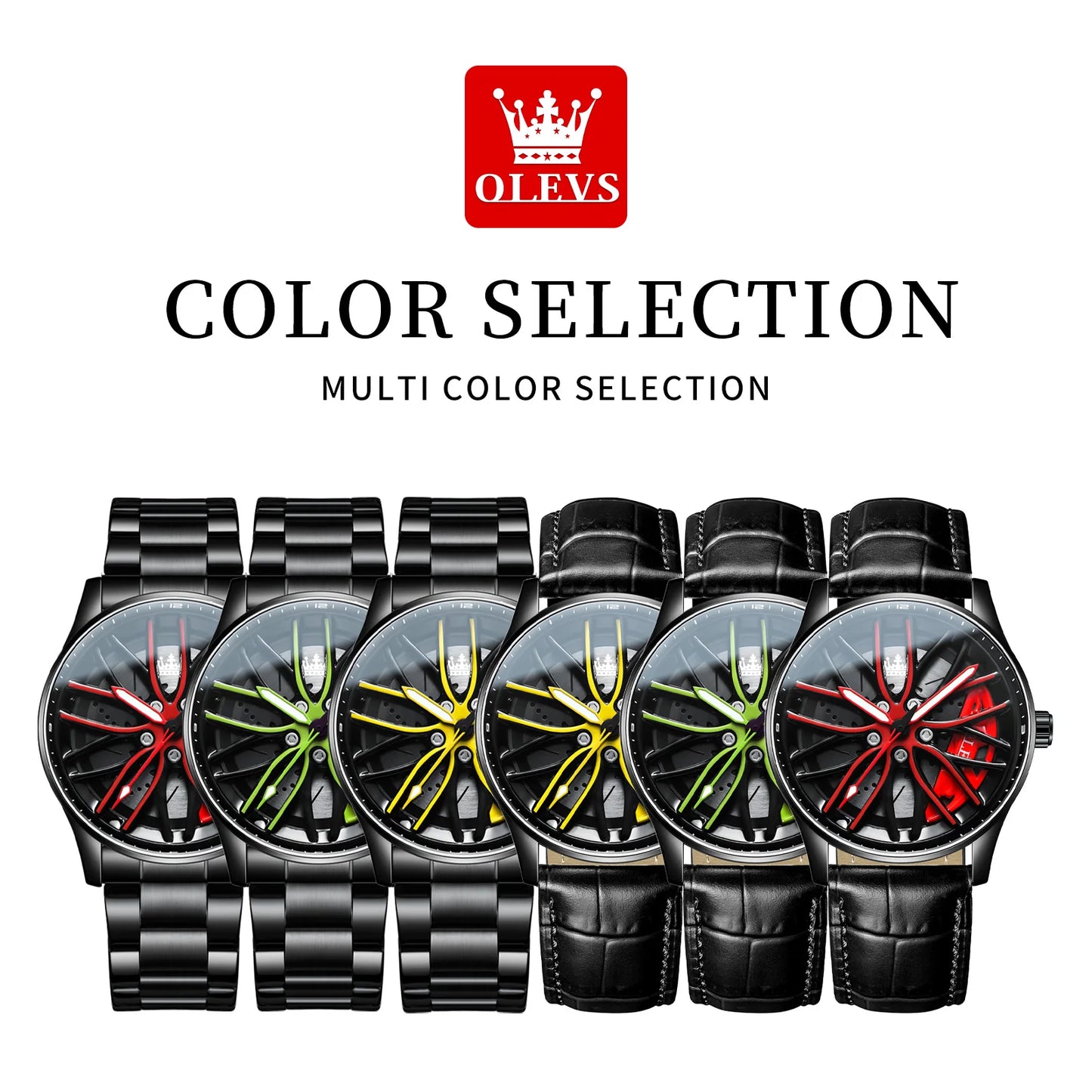 OLEVS Wheel Men's Luxury Watch Waterproof Rotary Sport Car Rim Man Watch High Quality Fashion Best Selling Quartz Men's Watches