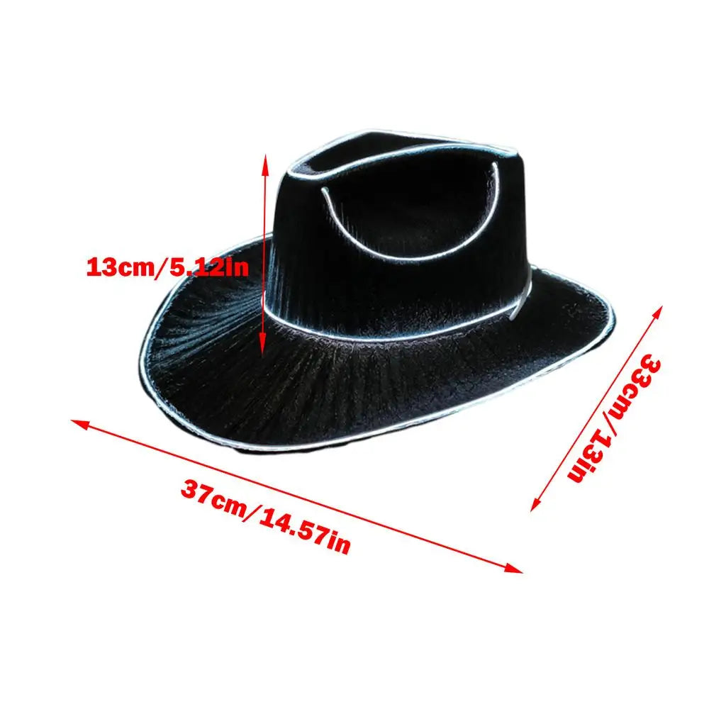 New Arrival Pearlescent Cowboy Hat Dance Costume Decorate Glowing Cowgirl Caps Glowing For Neon NightClub