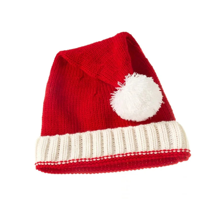 New Christmas hat parent-child knitted hat for adults and children holiday party dress-up hat red woolen hat